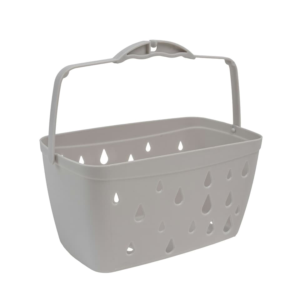 image 1 of JVL Plastic Peg Basket, Grey with 102 Birch Wood Pegs, Brown