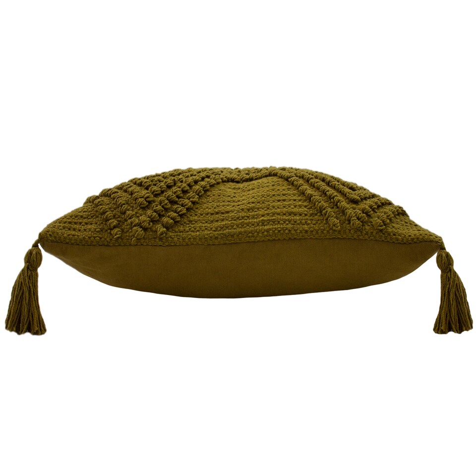 image 1 of Furn Halmo Woven Tasselled Cushion, Moss, 45 x 45cm