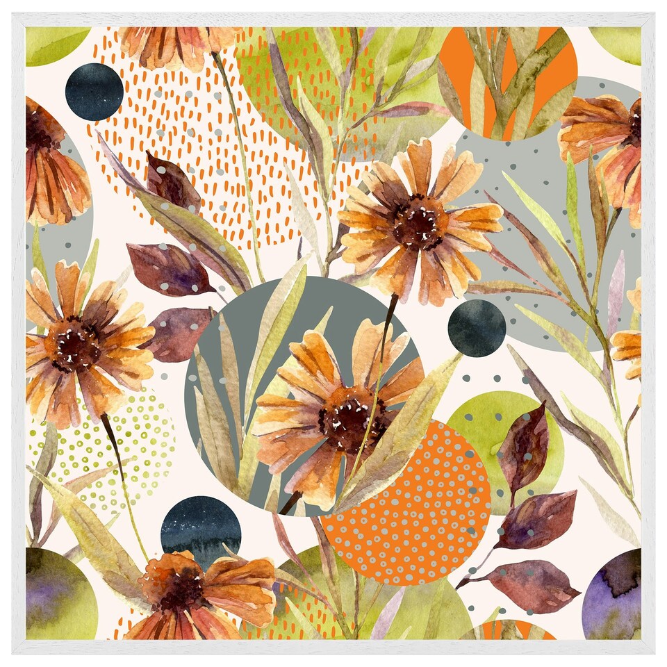 image 1 of Autumn flowers (Picture Frame) White | XL