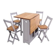 Santos Butterfly Dining Set - Slate Grey - Distressed Waxed Pine | Grey | 5