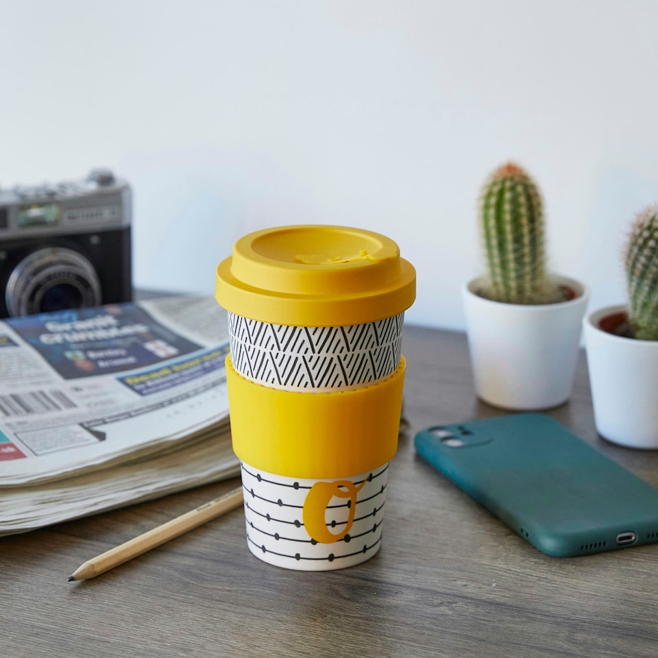 image 1 of KitchenCraft 410ml Bamboo A to Z Letter "O" Reuseable Mug Multi