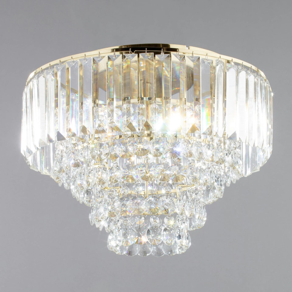 image 1 of BHS Paladina 3 Light Flush Ceiling Light | Gold | Satin Brass | 1