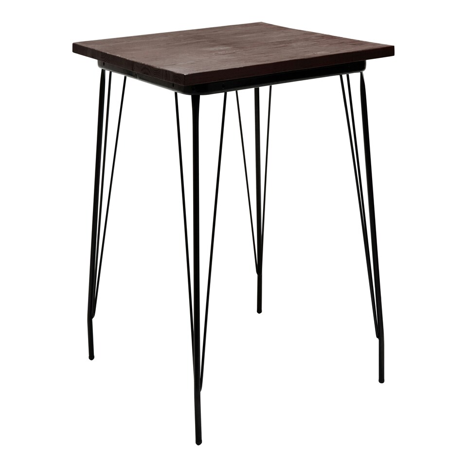 image 1 of Interiors by Premier Black Metal and Elm Wood Table, Large Square Table, Outdoor Dining Table for Lawn, Patio