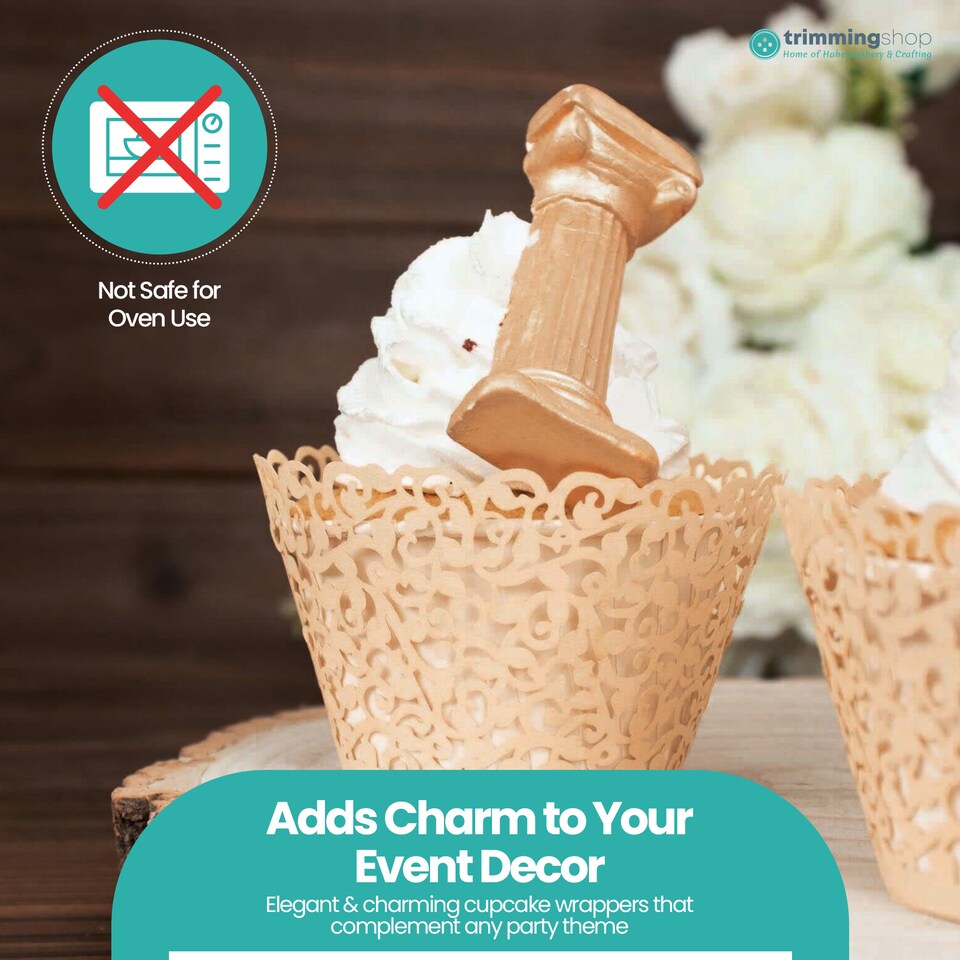 image 1 of Cupcake Wrappers Laser Cut Floral Design Paper Cup Holders - 25pcs