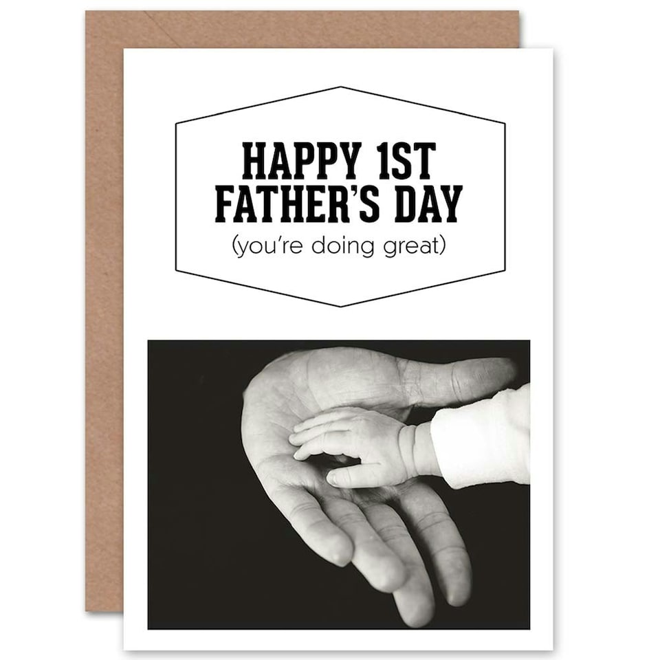 image 1 of Baby Hand Happy 1st First Fathers Day Card