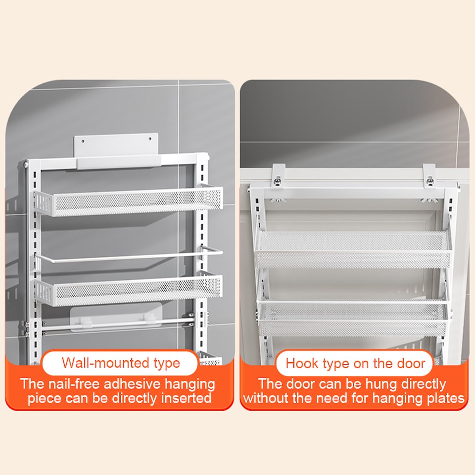 London Boutique White Carbon Steel 6 Tier Over The Door Hanging Pantry ...