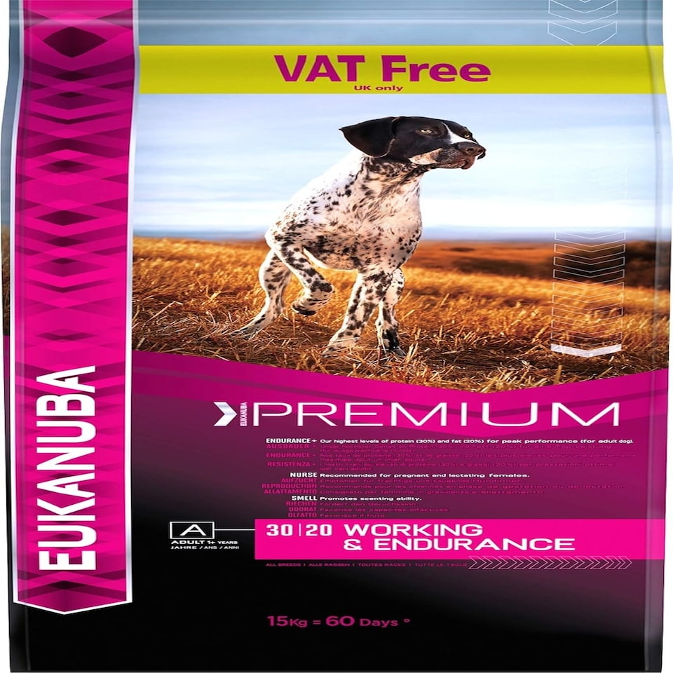 image 1 of EUKANUBA Dry Dog Food Premium Peformance for Adult Dogs, Working and Endurance Recipe with Chicken, 15 kg
