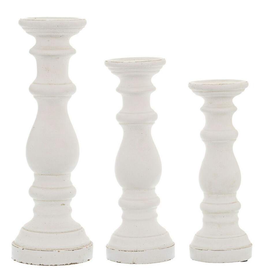 image 1 of Hill Interiors Column Candle Holder - White - 45cm x 16cm x 16cm