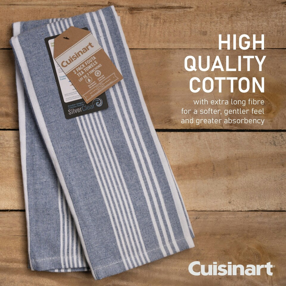 image 1 of Cuisinart Fouta Tea Towels, 2 Piece Set, Blue Stripes