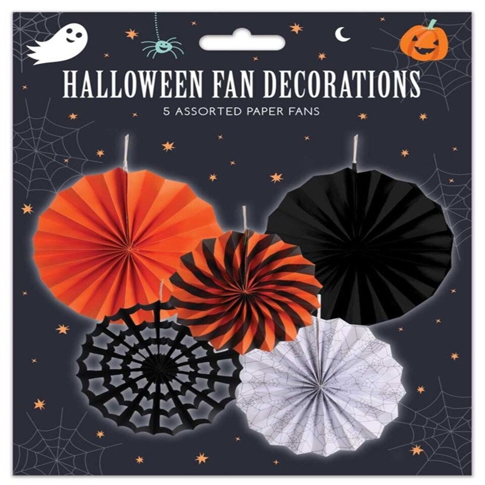 image 1 of Pack of 5 Halloween Hanging Paper Decorations