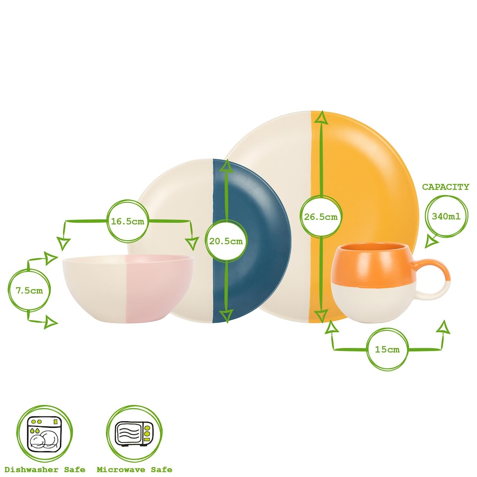 image 1 of Nicola Spring 16pc Dipped Stoneware Dinner Set - Burnt Orange