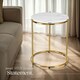 image 7 of Side Table Ellsa - marble top, steel frame, elegant design White | Gold