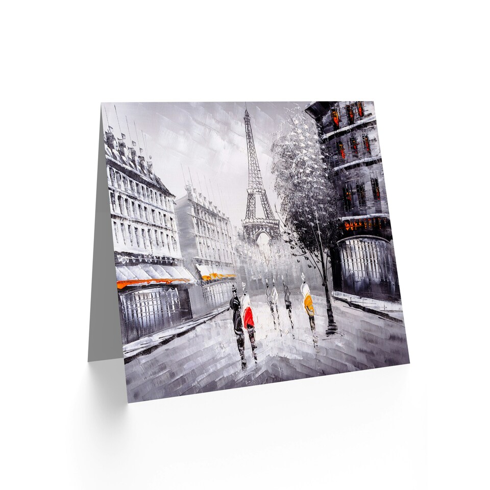 image 1 of Eiffel Tower Paris City Street Cityscape Painting Art Card