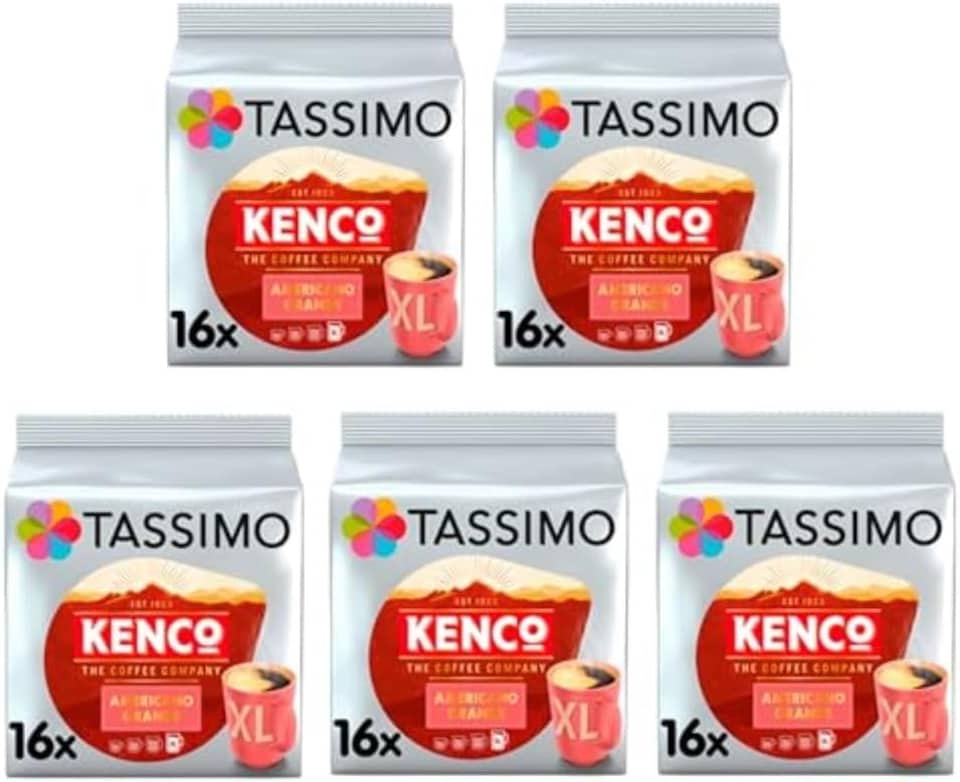 image 1 of Tassimo Kenco Americano Grande XL Coffee Pods x16 (Pack of 5, Total 80 Drinks) - Premium Coffee Capsules