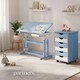image 7 of Kids Study Desk And Filing Cabinet Set Childrens Play Room Furniture MDF In 2 Colours 7 Step Adjustable Height | Blue | blue | 109 x 55 x 94 cm | 1