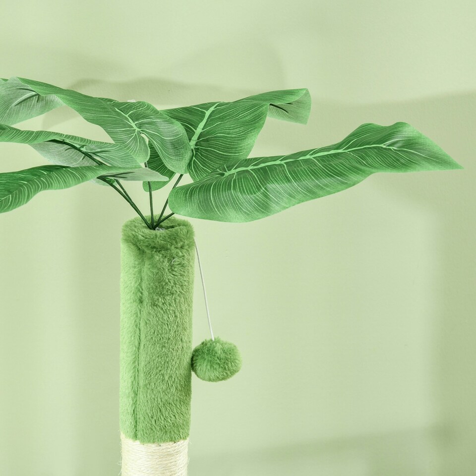 image 1 of PawHut 142cm Cat Tree with Scratch Posts Hammock Platforms Toy Balls, Green