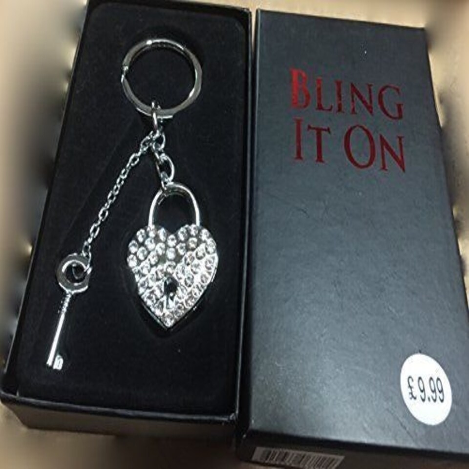image 1 of Crystals Key & Lock Keychain made with Crystals