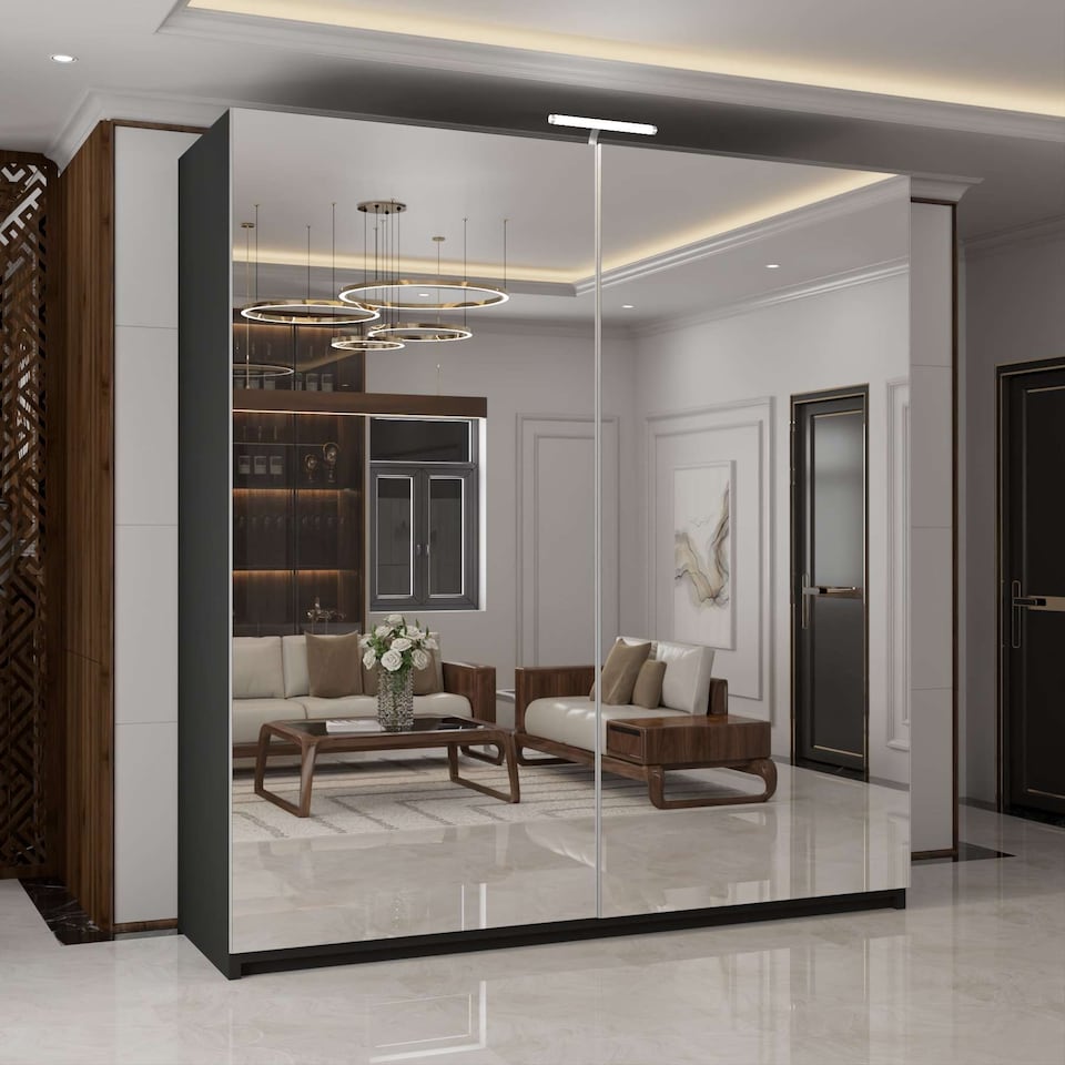 image 1 of Sliding Wardrobes 4U Full Mirror Sliding Wardrobe - Modern Bedroom Storage in 150cm, 203cm and 250cm | Black | Black200cm