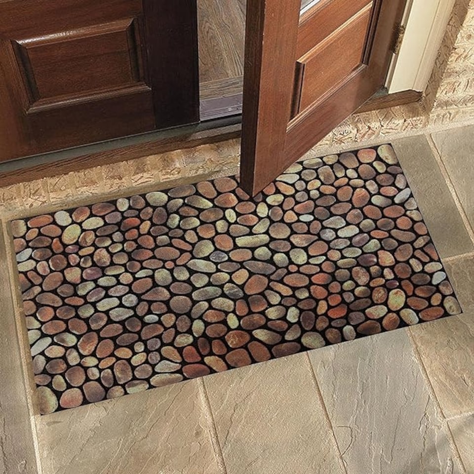 image 1 of Stone Pebble Stylised Indoor & Outdoor Mat - Beige