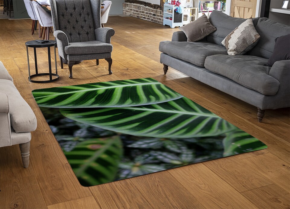 image 1 of Yellow Structure In Exotic Jungle Setting Designer Rug | Multi