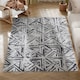 image 1 of HOMCOM Modern Area Rug, Triangle Pattern Non-Slip Washable Rug, Chenille Floor Carpet for Living Room, Bedroom, Dining Room, Home Office, 170 x 120 cm, Black | Black