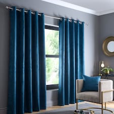 Fusion Strata Eyelet Curtains Dark Teal