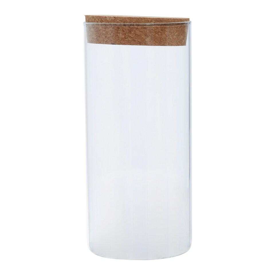 image 1 of Interiors by Premier Large Glass Jar, Eco-Friendly Glass with Airtight Cork Lid and Chalkboard Label, Perfect for Storing Spices