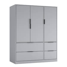 FUJI 3 Door 4 Drawer Wardrobe | Grey | Grey & Grey | 117 x 55 x 8.5 | 1