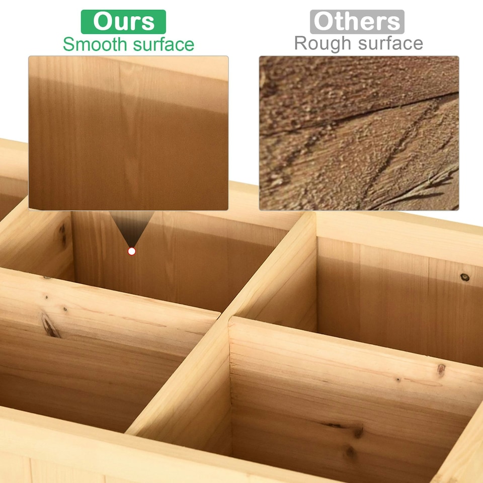 image 1 of Outsunny Wooden Herb Planter Stand 8 Cubes Bottom Shelf Raised Bed Natural