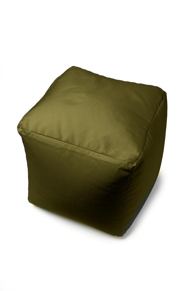image 1 of Waterproof Cube Indoor Outdoor Bean Bag Foot Stool Pouffe | Brown