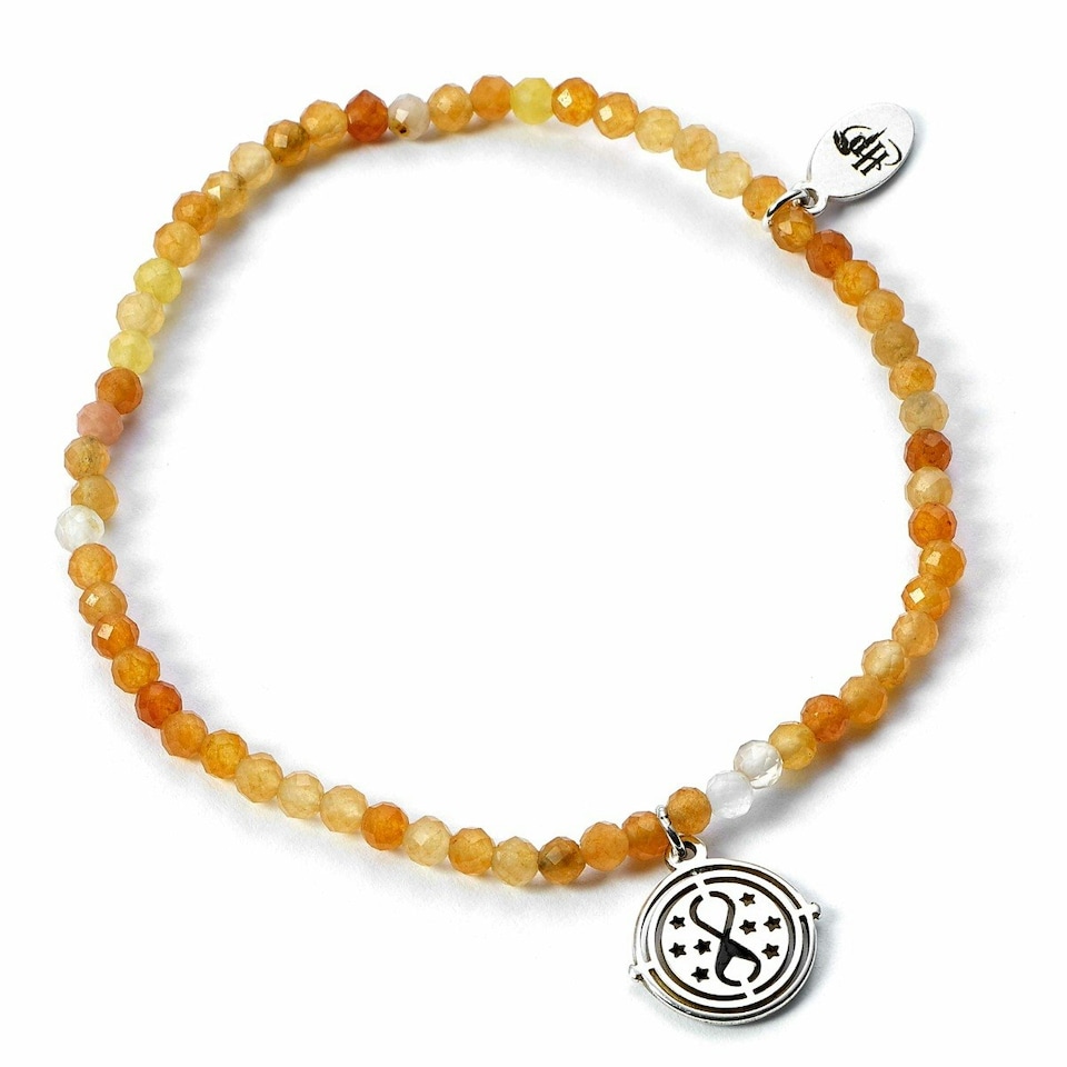 image 1 of Harry Potter Semi Precious Stone Bracelet with Sterling Silver Time Turner Charm