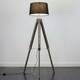 image 2 of ValueLights Modern Distressed Wood And Silver Chrome Tripod Floor Lamp With Black Shade