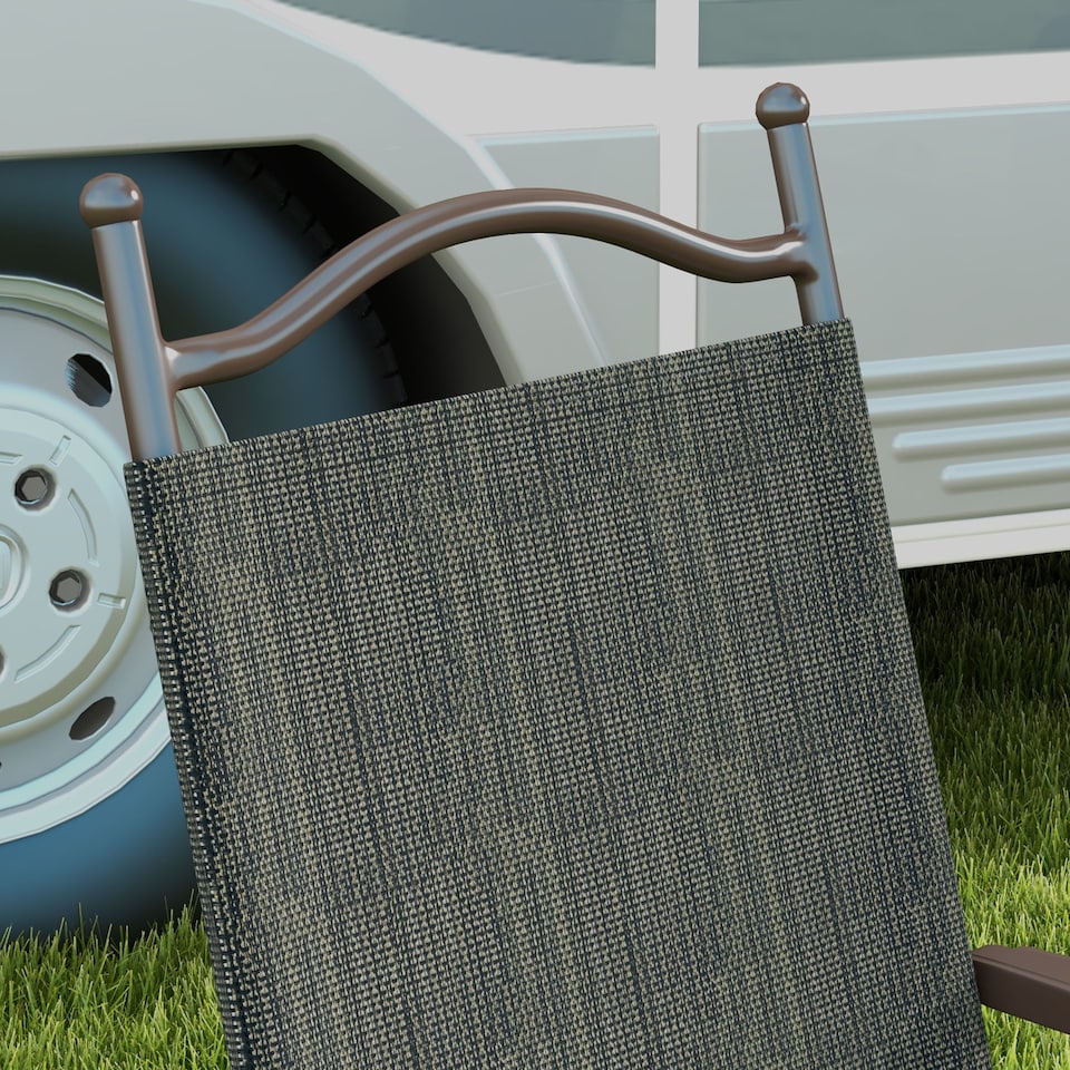 image 1 of Outsunny Folding Chairs Set of 2, Garden Chair with Armrest, Breathable Mesh Fabric Seat, Camping Sports Chairs for Adults, Dark Brown