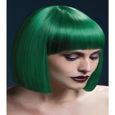 Fever Lola Wig - Green - Blunt Cut Bob with Fringe - 30cm / 12in - 42494 One Size