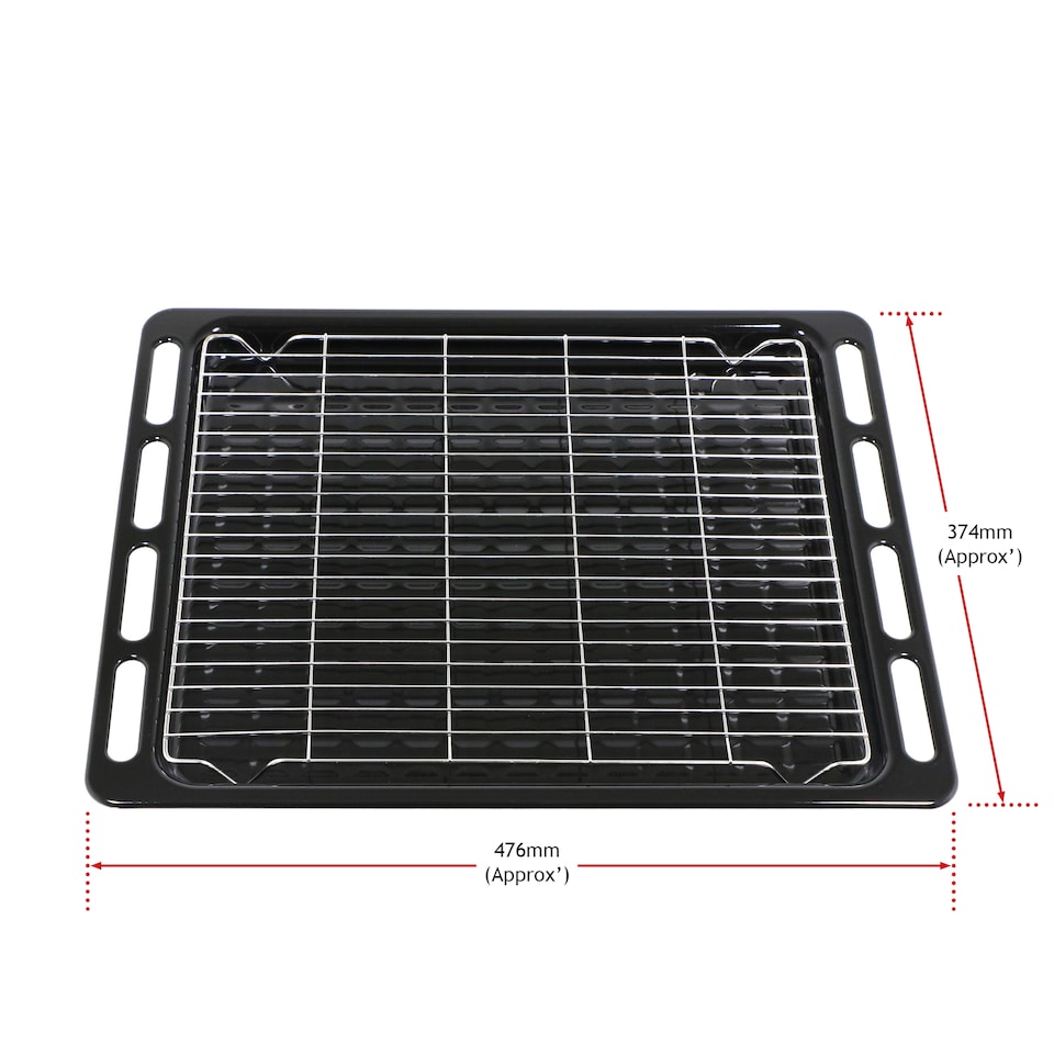 image 1 of SPARES2GO Oven Roasting Pan Crisper Tray UNIVERSAL Full Width Bottom Base 476mm x 374mm