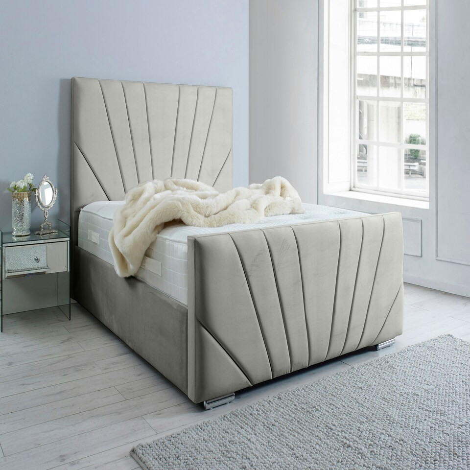 Marco Plush Single Bed Frame - Silver