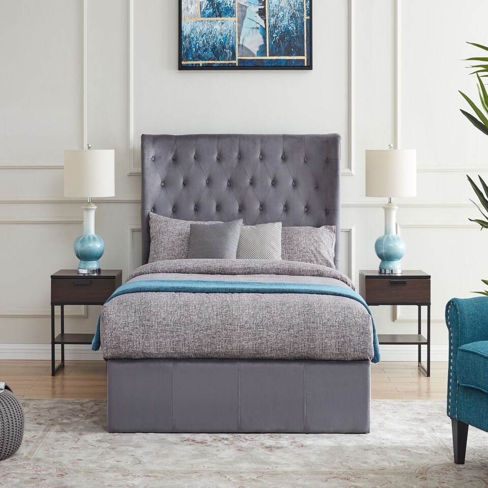 image 1 of Holway Double 4ft 6 Grey End Opening Ottoman Bed | Grey | Double