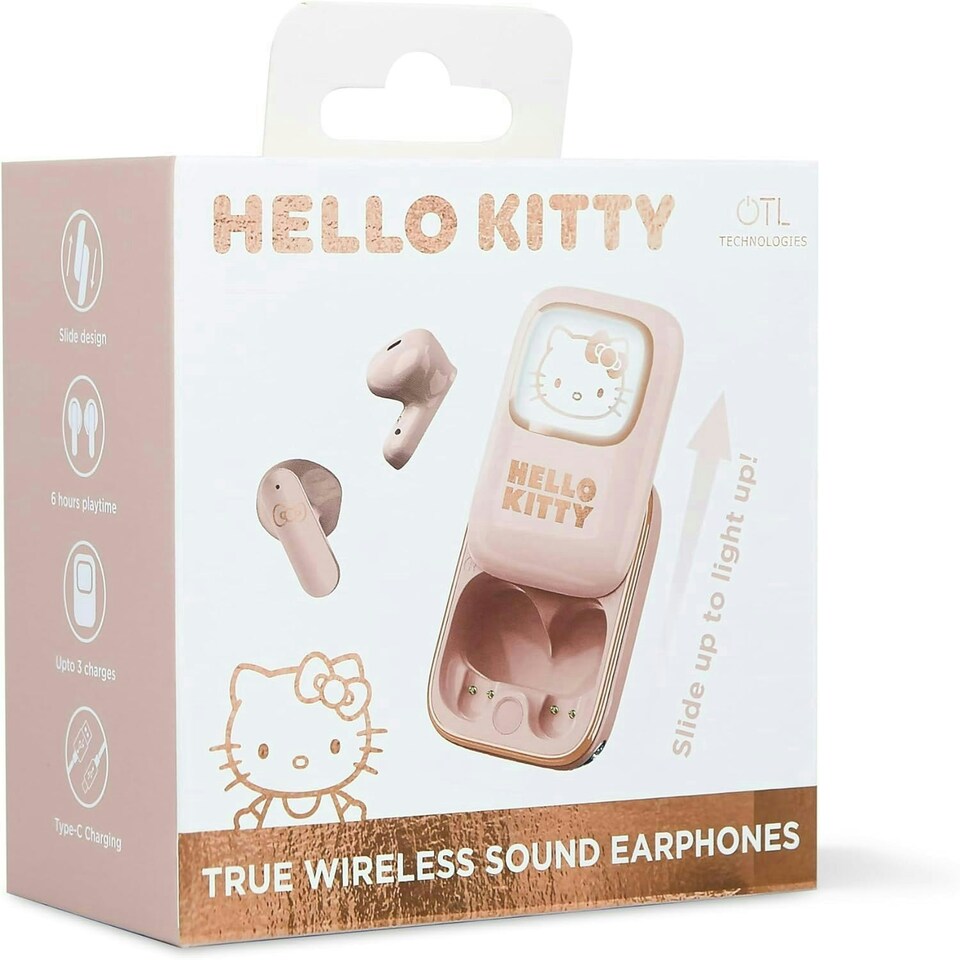 image 1 of OTL Hello Kitty Slide Open TWS Earphones Pink