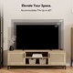 image 2 of Vonhaus Lena Rattan Effect TV Stand with 2 Open Shelves for Living Room