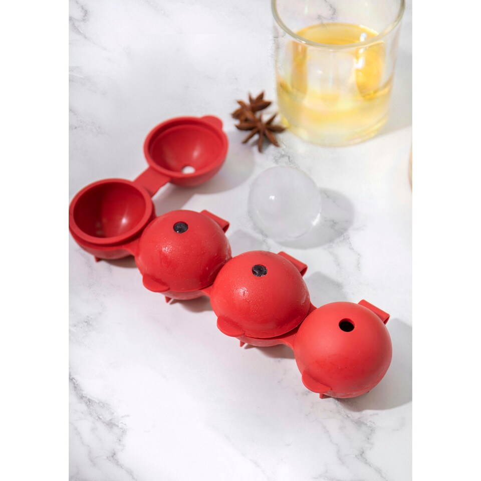 image 1 of Colourworks Sphere Ice Cube Moulds in Gift Box Red