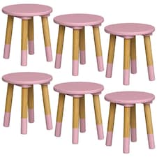 Kids Wooden Stool Seat Round Chair Toddlers Kids Small Children Home Nursery | Multi | 6 Pink