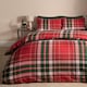 image 6 of OHS Traditional Christmas Check Soft Microfibre Duvet Cover and Pillowcase Set | Red | King