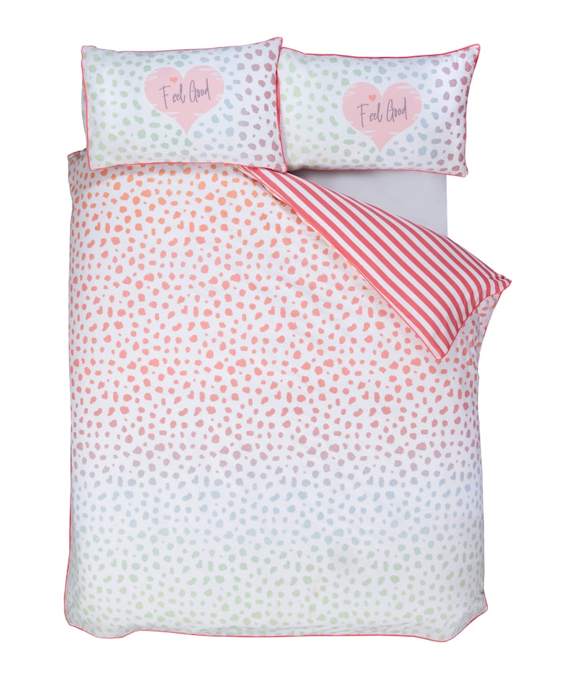 image 1 of Dalmation Polycotton Reversible Duvet Cover Set with Pillowcase | Pink | King