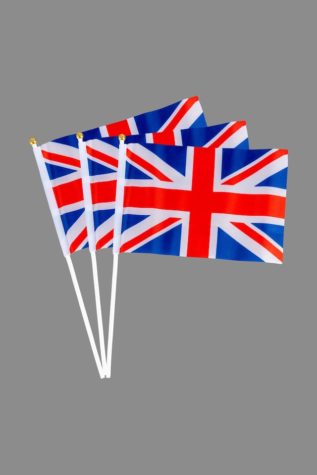 image 1 of Union Jack Hand Flags pack of 10 King Charles Coronation Waving Flag Royal Street Party Celebrations Events | Multi