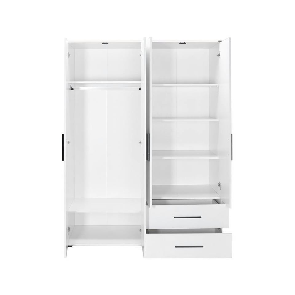 image 1 of Adore Matt White 4 Door 2 Drawer Combi Wardrobe with Shelves White