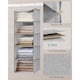 image 5 of Hanging Wardrobe Storage Organiser with Bamboo Detail, Space Saving Closet Shelf, Light Grey