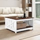 image 7 of COSTWAY Farmhouse Coffee Table Square Coffee Table White