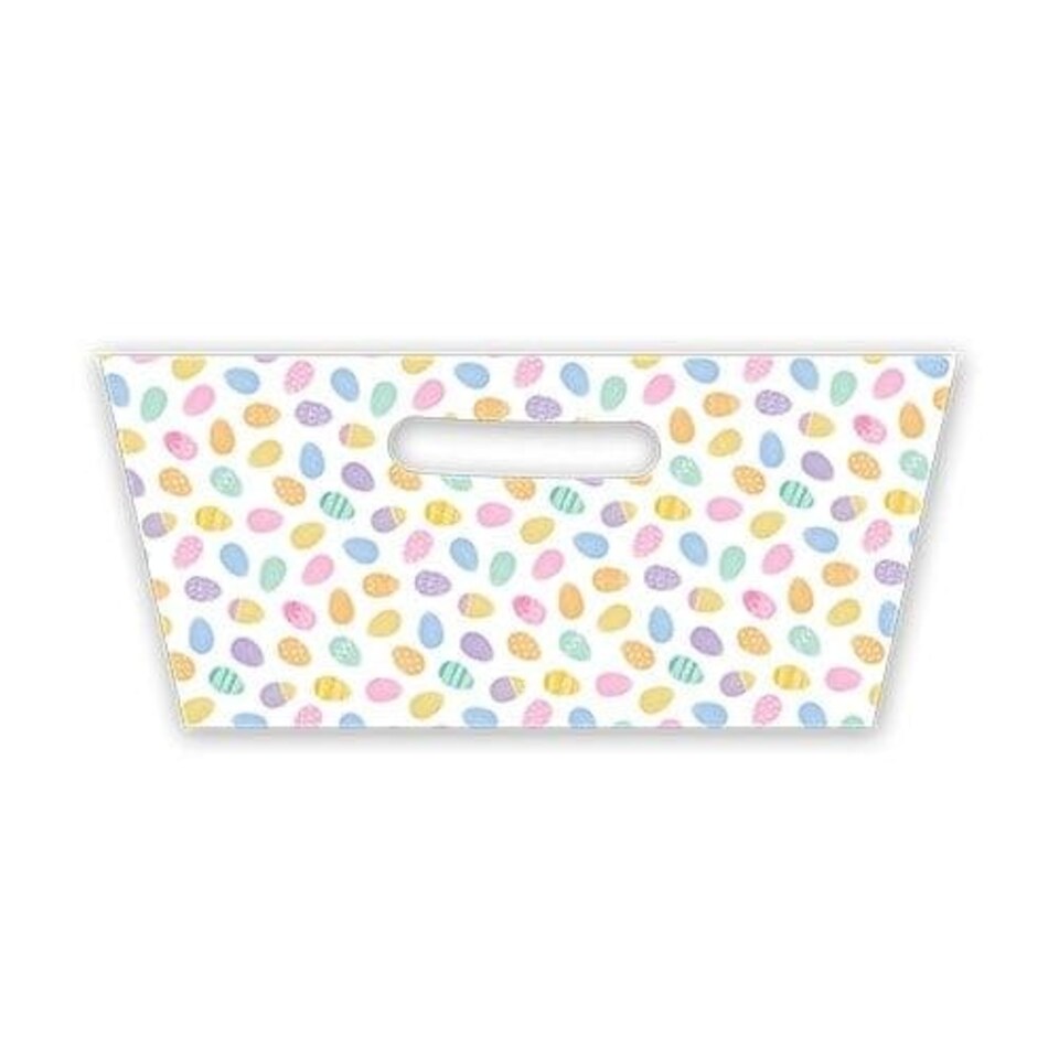 Colourful Easter Eggs White Rectangular Hamper Basket 33cm White