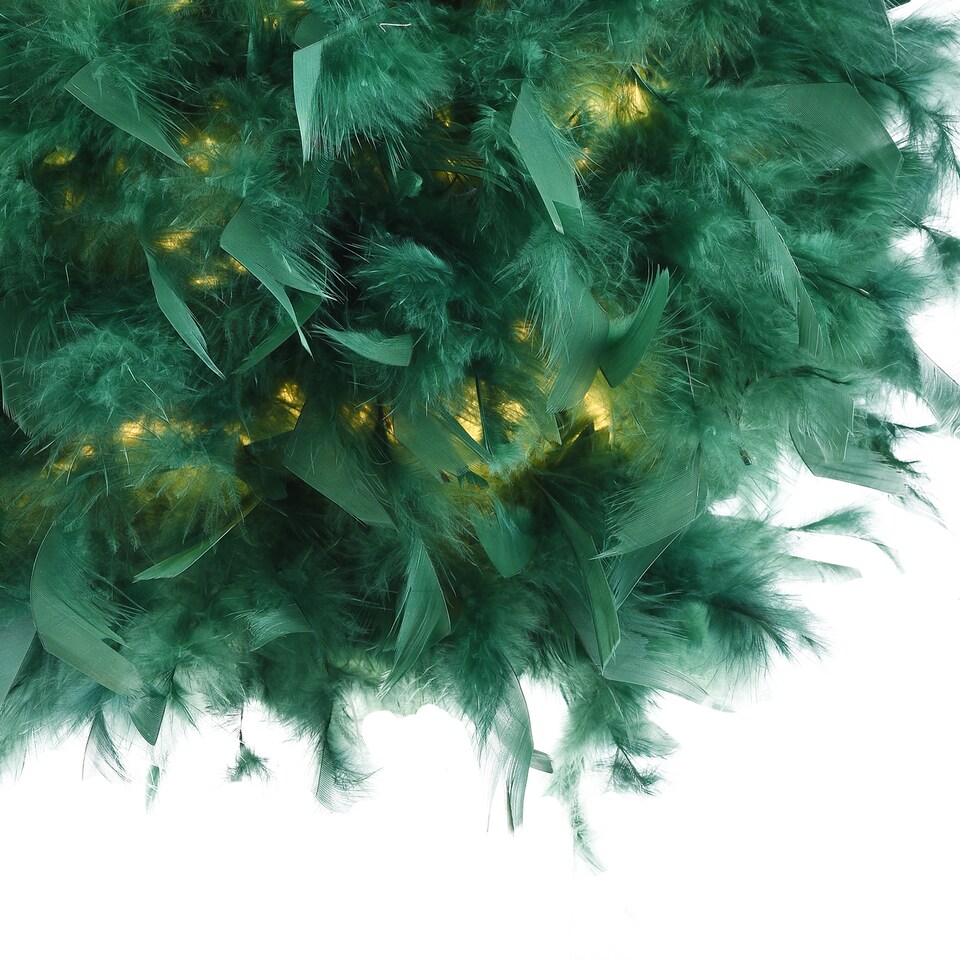 image 1 of Eye-Catching and Modern Small Forest Green Feather Decorated Pendant Light Shade | Green