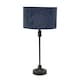 image 1 of ValueLights Maggie Black Candlestick Table Lamp Navy Velvet Shade | Black